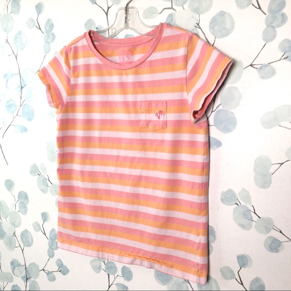 3 for $15 GAP Kids Orange Pink Stripe Short Sleeve Stretch Tshirt Palm Tree Top - Picture 3 of 8